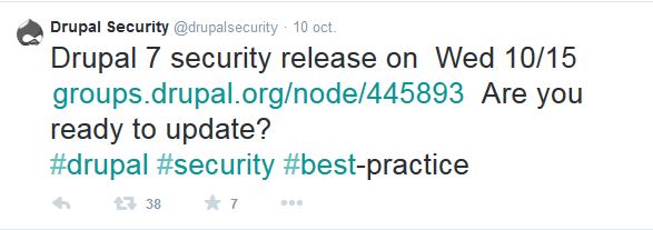 tweet de la drupal security team du 10 octobre 2014